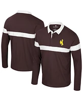 Colosseum Men's Brown Wyoming Cowboys Too Cool For School Long Sleeve Polo Shirt