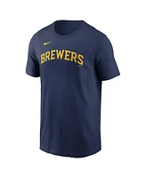 Nike Men's Jackson Chourio Navy Milwaukee Brewers Fuse Name Number T-Shirt