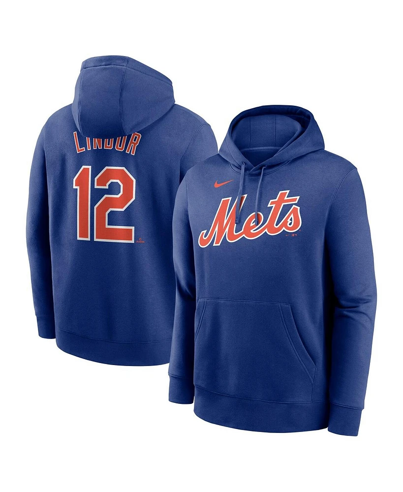 Nike Men's Francisco Lindor Royal New York Mets Player Name Number Club Pullover Hoodie