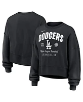 Nike Women's Black Los Angeles Dodgers Oversized Long Sleeve Cropped Pullover Sweatshirt