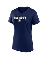 Fanatics Women's Navy Milwaukee Brewers Lean T-Shirt