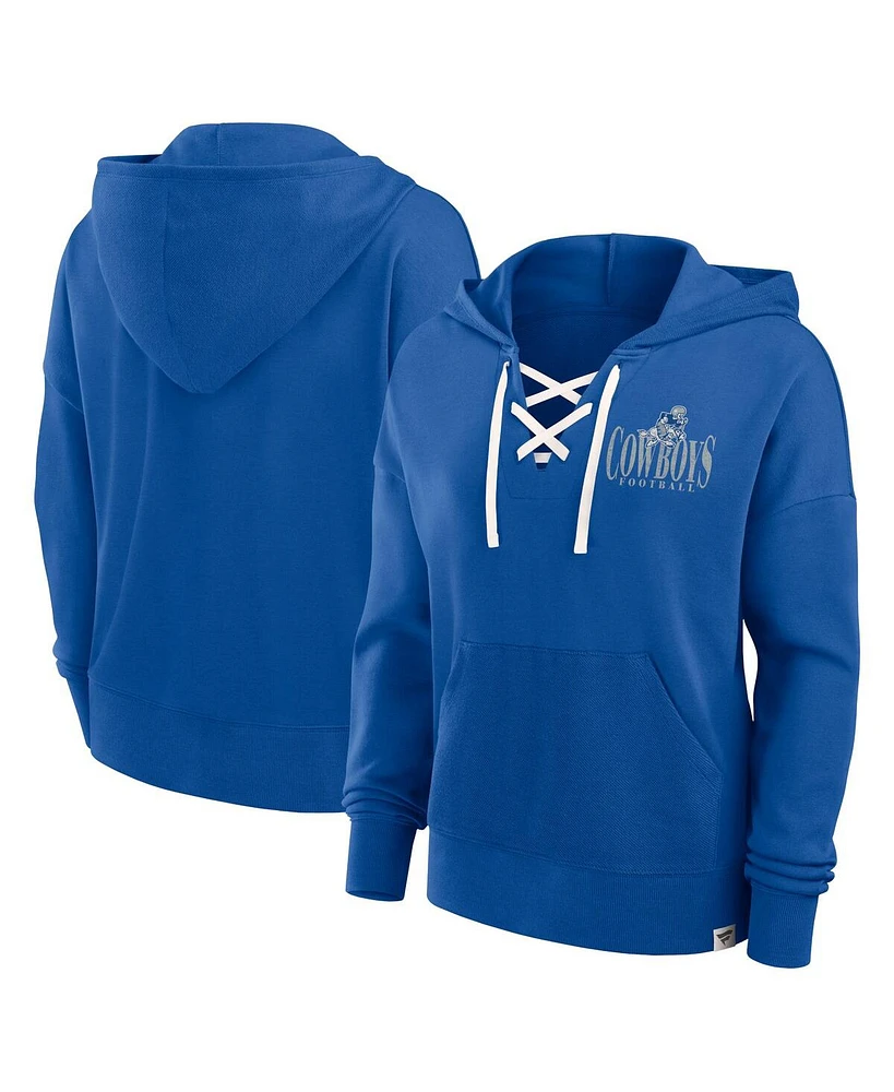 Fanatics Women's Royal Dallas Cowboys Blitz Left Lace-Up Pullover Hoodie