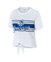 Wear by Erin Andrews Women's White Dallas Cowboys Front Tie Retro T-Shirt