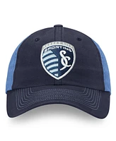 Fanatics Men's Navy/Blue Sporting Kansas City Iconic Blocked Fundamental Adjustable Hat