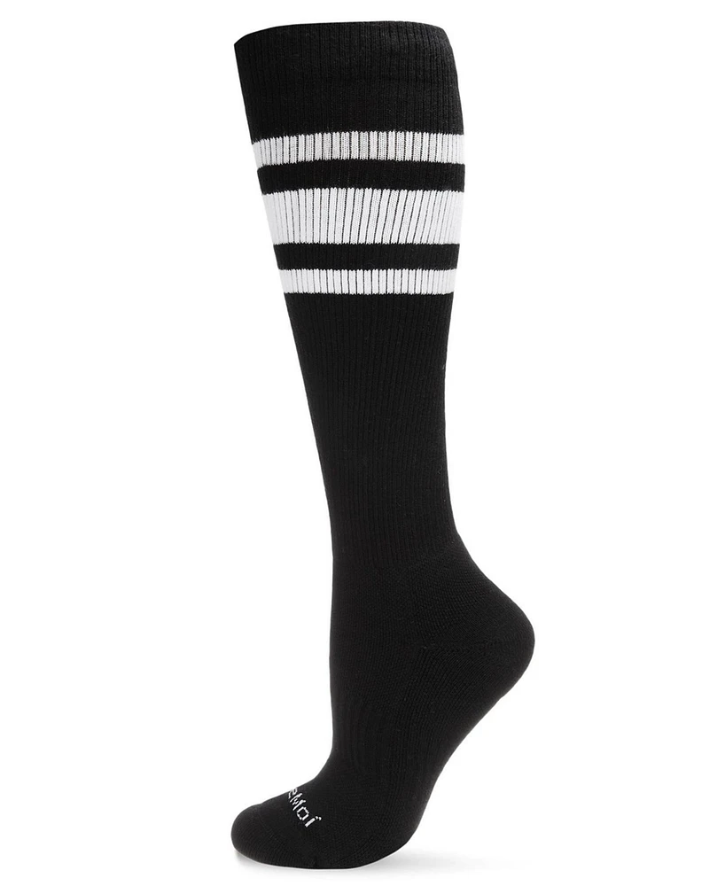 MeMoi Women's Unisex Knee High Cotton Blend 15-20mmHg Graduated Compression Socks WFC1520-1101