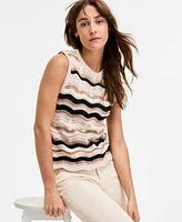 Democracy Women's Wavy Stripe Cotton Sweater Tank Top