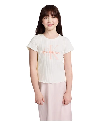 Calvin Klein Big Girls Chunky Rib Short Sleeve T-Shirt