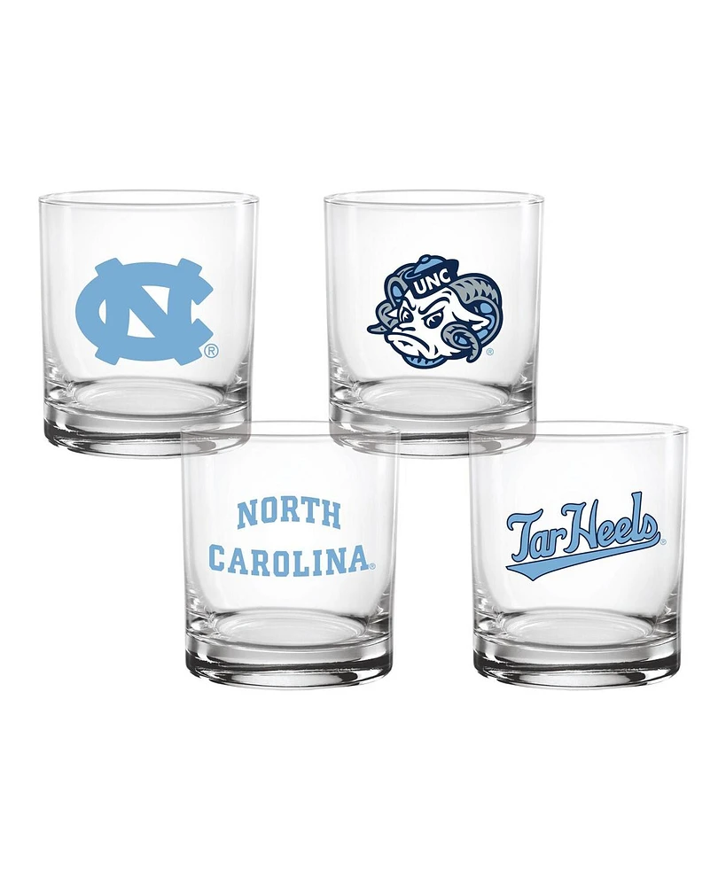 Indigo Falls North Carolina Tar Heels Collector's 14oz. Rocks Glasses, Set of 4