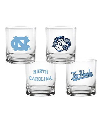 Indigo Falls North Carolina Tar Heels Collector's 14oz. Rocks Glasses, Set of 4