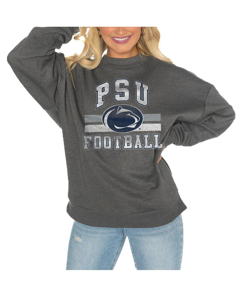 Gameday Couture Women's Charcoal Penn State Nittany Lions Good Vibes Premium Fleece Drop Shoulder Pullover Sweatshirt