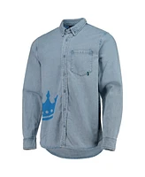 The Wild Collective Men's Blue Charlotte Fc Denim Button-Down Long Sleeve Shirt