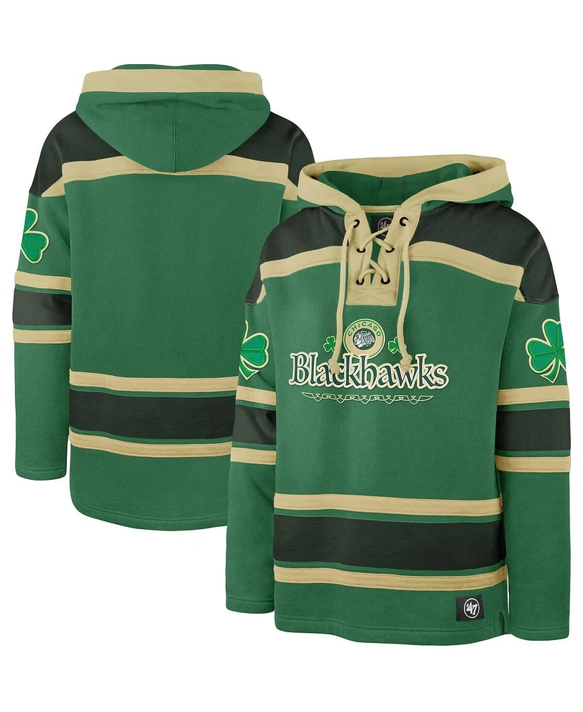 '47 Brand Kelly Green Chicago Blackhawks St. Patrick's Day McLucky Superior Lacer Pullover Hoodie