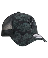 New Era Men's Black Philadelphia Phillies 9FORTY A-Frame Trucker Adjustable Hat