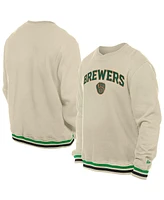 New Era Men's Cream Milwaukee Brewers St. Patrick's Day Twill Pullover Sweatshirt