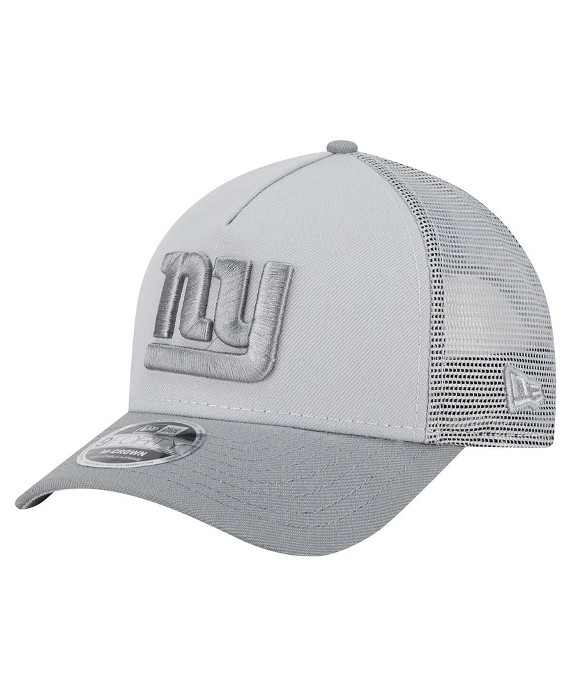 New Era Men's Gray New York Giants Domain A-Frame Trucker 9FORTY Adjustable Hat