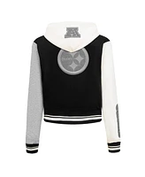 Pro Standard Women's Gray Pittsburgh Steelers Reverse French Terry Color Block Full-Zip Hoodie
