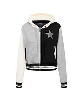 Pro Standard Women's Gray Dallas Cowboys Reverse French Terry Color Block Full-Zip Hoodie