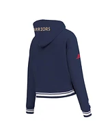 Pro Standard Women's Navy Golden State Warriors 2024/25 City Edition Chenille Applique Cropped Pullover Hoodie