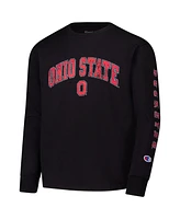 Champion Big Boys and Girls Black Ohio State Buckeyes Distressed Arch Over Logo Long Sleeve T-Shirt