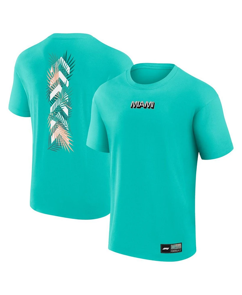 Formula 1 Men's Turquoise Miami Palms Chevron T-Shirt