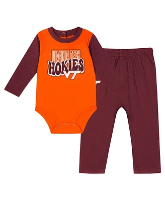 Outerstuff Baby Boys and Girls Maroon Virginia Tech Hokies Double Up Long Sleeve Bodysuit Pant