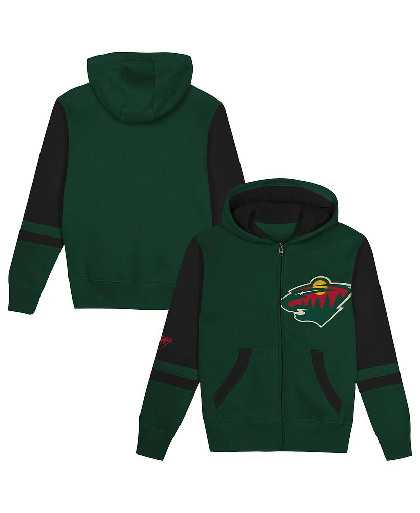 Outerstuff Preschool Green Minnesota Wild Face Off Full-Zip Hoodie