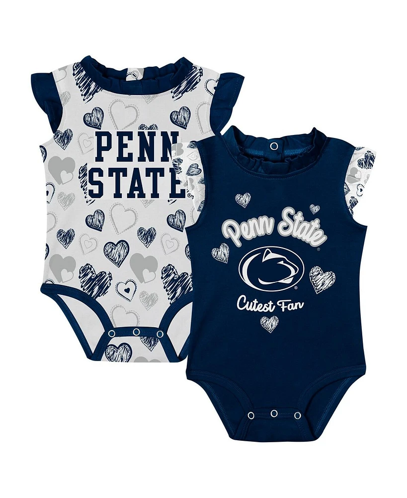 Outerstuff Newborn Navy Penn State Nittany Lions Happy Hearts Bodysuit 2-pack