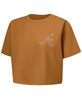 Pro Standard Women's Brown Atlanta Braves Paint The City Cropped Boxy T-Shirt
