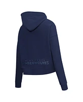 Pro Standard Women's Navy Minnesota Timberwolves Jewels Cropped Pullover Hoodie