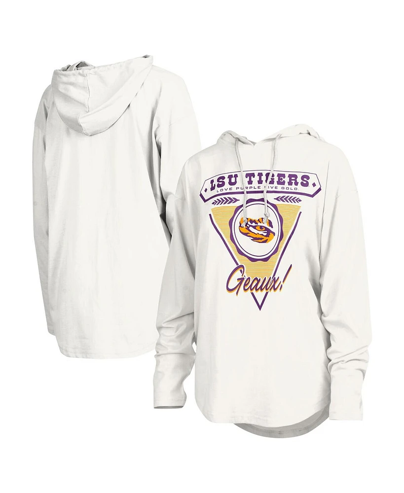 Pressbox Women's White Lsu Tigers San Bruno Hoodie Long Sleeve T-Shirt
