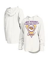 Pressbox Women's White Lsu Tigers San Bruno Hoodie Long Sleeve T-Shirt