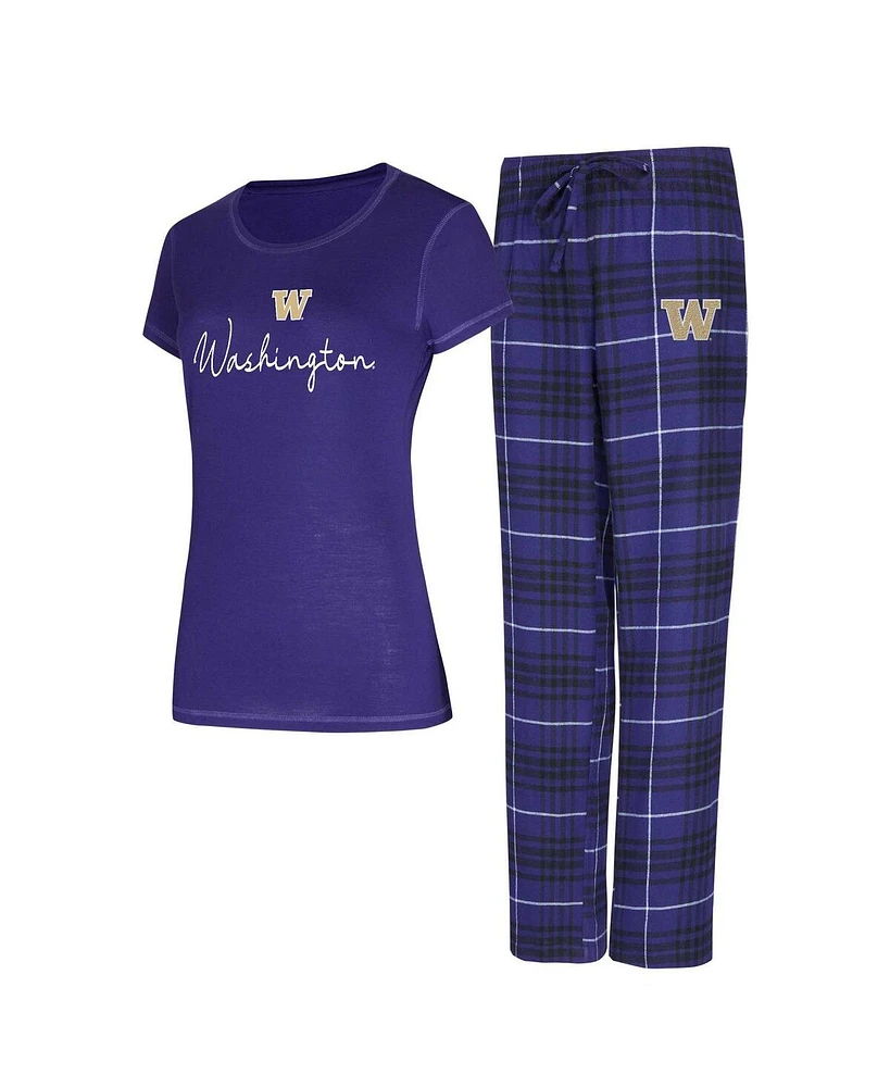 Concepts Sport Women's Purple Washington Huskies Vector T-Shirt and Flannel Pants Sleep Set