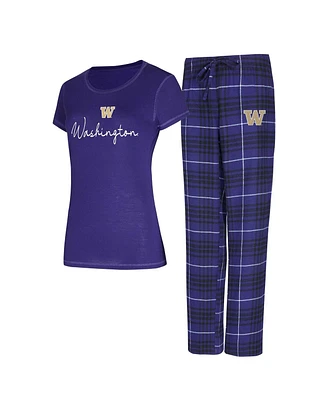Concepts Sport Women's Purple Washington Huskies Vector T-Shirt and Flannel Pants Sleep Set
