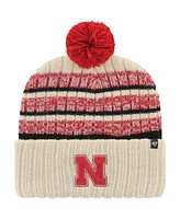 '47 Brand Men's Khaki Nebraska Huskers Tavern Cuffed with Pom Knit Hat