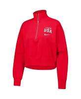 Nike Women's Red Team Usa Phoenix Cropped Half-Zip Jacket