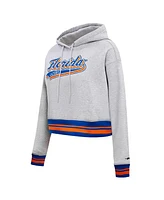 Pro Standard Women's Heather Gray Florida Gators Script Tail Fleece Cropped Pullover Hoodie