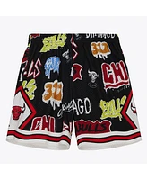 Mitchell & Ness Men's Black Chicago Bulls 1998/99 Hardwood Classics Slap Sticker Swingman Shorts
