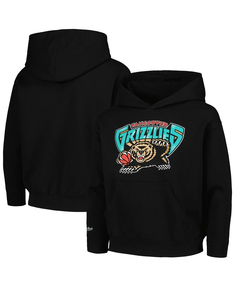 Mitchell & Ness Big Boys and Girls Black Vancouver Grizzlies Hardwood Classics Retro Logo Pullover Hoodie