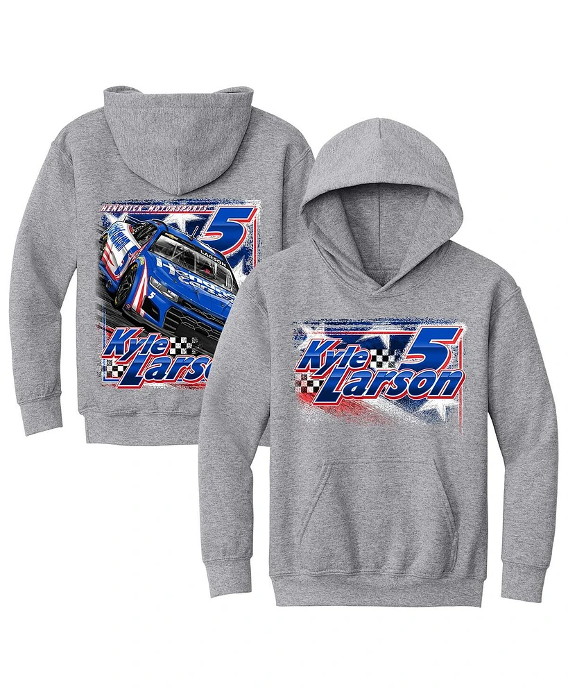 Hendrick Motorsports Team Collection Big Boys and Girls Heather Gray Kyle Larson Pullover Hoodie