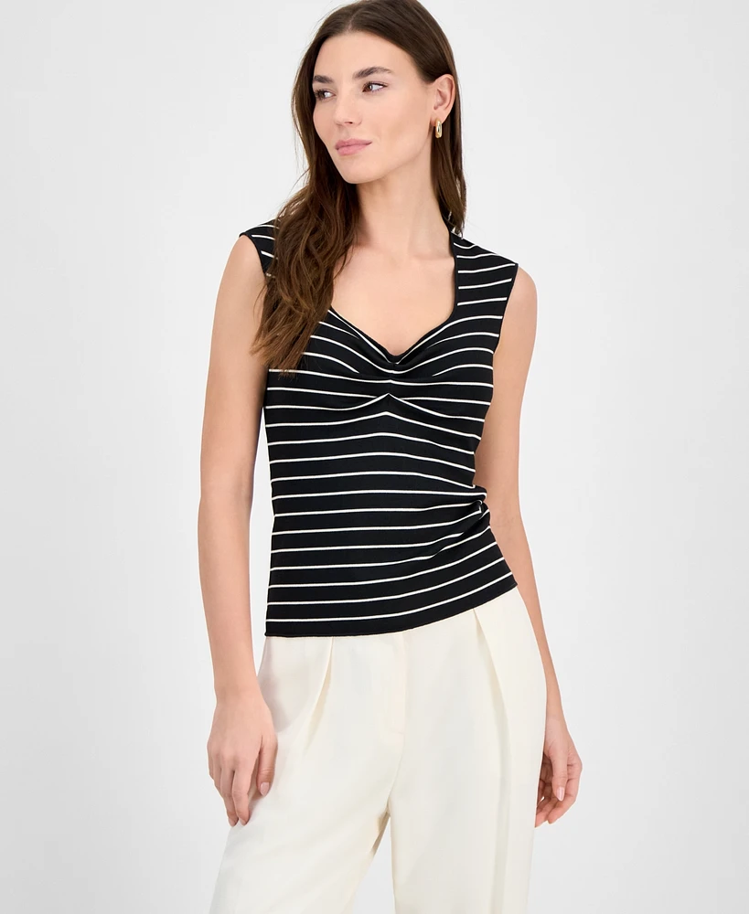 Bar Iii Women's Striped Knit Sweetheart-Neck Top, Exclusively at Macy's