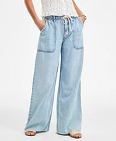 Lucky Brand Women's Patch Pocket Drawstring-Waist Wide-Leg Jeans