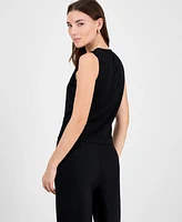 Bar Iii Women's Textured Knit V-Neck Button-Front Vest, Exclusively at Macy's