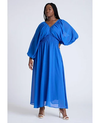 Eloquii Plus Chiffon Balloon Sleeve Maxi Dress