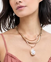 I.n.c. International Concepts Gold-Tone Imitation Pearl Layered Pendant Necklace, 16-1/4" + 3" extender, Exclusively at Macy's