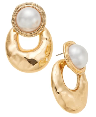 I.n.c. International Concepts Gold-Tone Imitation Pearl Sculptural Drop Earrings, Exclusively at Macy's