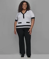 Karl Lagerfeld Paris Plus Size Polo Sweater Bootcut Pants