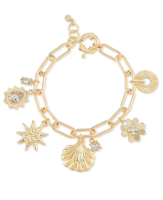 On 34th Gold-Tone Crystal Charm Flex Bracelet, Exclusively at Macy's