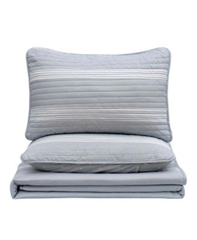 Linery Co. Curtain Stripe Microfiber Quilt Set With Shams