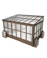 Mondawe 10x14FT Wall Mounted Solarium with Sloping Polycarbonate Roof