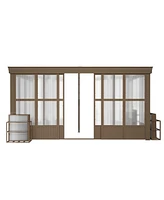 Mondawe 10x14FT Wall Mounted Solarium with Sloping Polycarbonate Roof